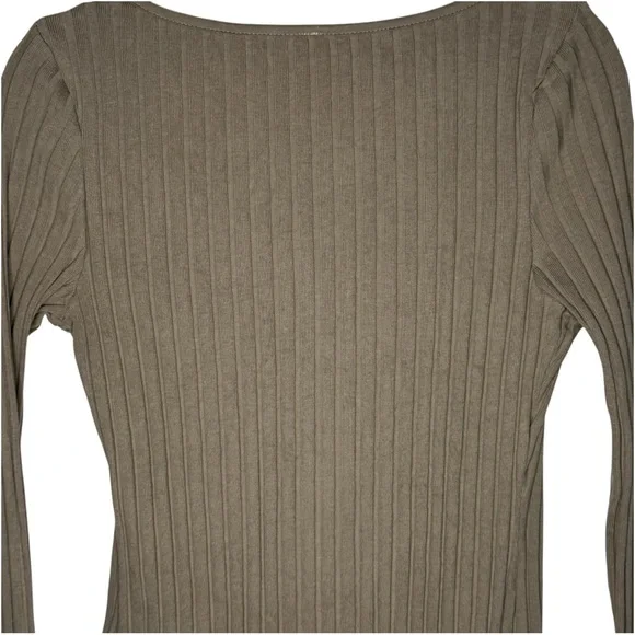 Free People Tilley Fallen Rock Tan Ribbed Button Down Cardigan Size Large NWT - Picture 9 of 12